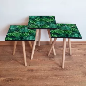 Set masute 3 piese, Leona, 3SHP202, Verde imagine