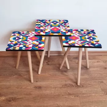 Set masute 3 piese, Leona, 3SHP215, Multicolor imagine