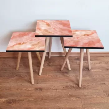 Set masute 3 piese, Leona, 3SHP218, Somon / Aur imagine