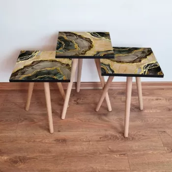 Set masute 3 piese, Leona, 3SHP219, Multicolor imagine