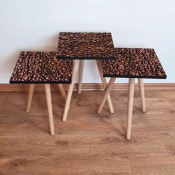 Set masute 3 piese, Leona, 3SHP226, Maro imagine