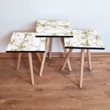 Set masute 3 piese, Leona, 3SHP228, Aur alb imagine