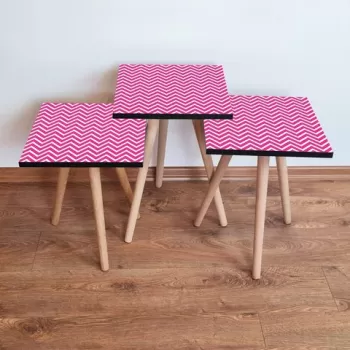 Set masute 3 piese, Leona, 3SHP242, Fucsia/Alb imagine