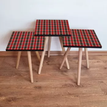 Set masute 3 piese, Leona, 3SHP246, Rosu / Negru / Galben imagine