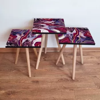 Set masute 3 piese, Leona, 3SHP249, Multicolor imagine