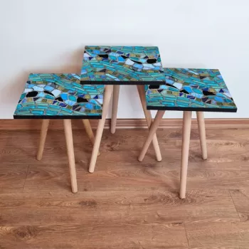 Set masute 3 piese, Leona, 3SHP256, Multicolor imagine