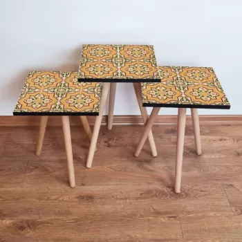 Set masute 3 piese, Leona, 3SHP27, Multicolor imagine