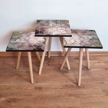 Set masute 3 piese, Leona, 3SHP275, Multicolor imagine