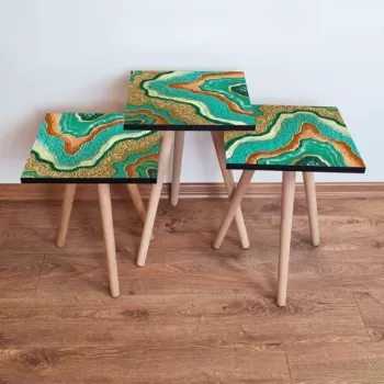 Set masute 3 piese, Leona, 3SHP279, Multicolor imagine