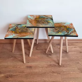 Set masute 3 piese, Leona, 3SHP280, Multicolor imagine