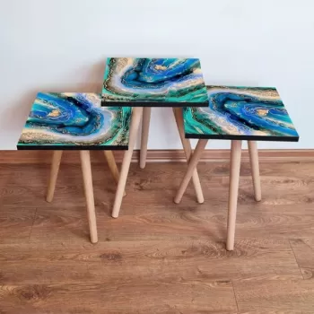 Set masute 3 piese, Leona, 3SHP281, Multicolor imagine