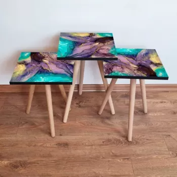 Set masute 3 piese, Leona, 3SHP282, Multicolor imagine