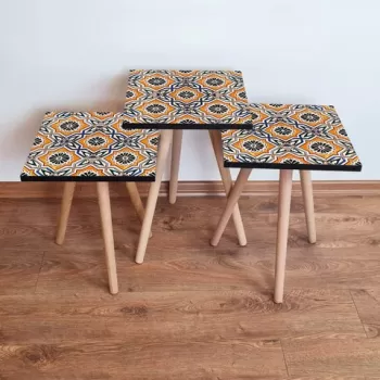 Set masute 3 piese, Leona, 3SHP29, Multicolor imagine