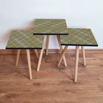 Set masute 3 piese, Leona, 3Shp324, Antracit / Aur imagine