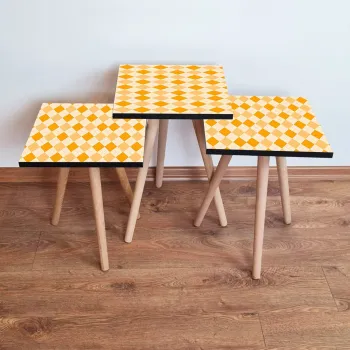 Set masute 3 piese, Leona, 3Shp326, Portocala / Crema imagine