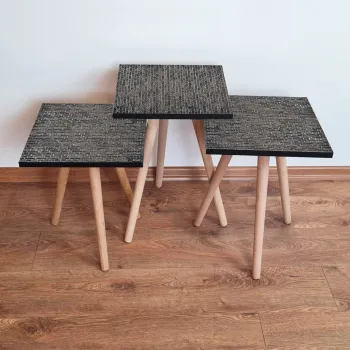 Set masute 3 piese, Leona, 3Shp329, Antracit imagine