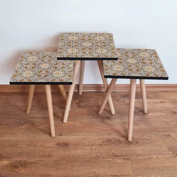 Set masute 3 piese, Leona, 3Shp33, Multicolor imagine