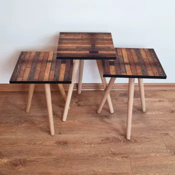 Set masute 3 piese, Leona, 3Shp332, Maro / Camel imagine