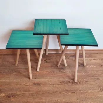 Set masute 3 piese, Leona, 3Shp333, Albastru imagine