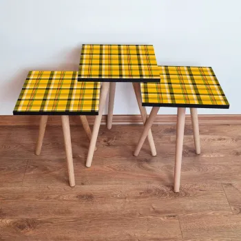 Set masute 3 piese, Leona, 3Shp336, Mustar / Rosu / Verde / Negru imagine