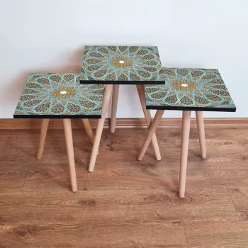 Set masute 3 piese, Leona, 3Shp340, Multicolor imagine