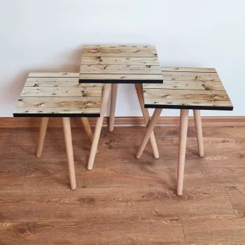 Set masute 3 piese, Leona, 3Shp347, Bej imagine