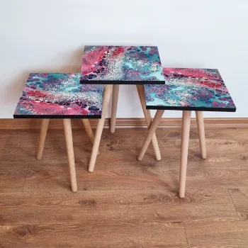 Set masute 3 piese, Leona, 3Shp349, Multicolor imagine