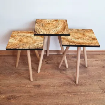 Set masute 3 piese, Leona, 3Shp351, Camel imagine