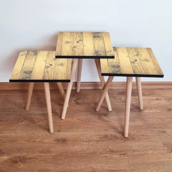 Set masute 3 piese, Leona, 3Shp352, Bej imagine