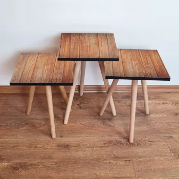 Set masute 3 piese, Leona, 3Shp354, Maro imagine