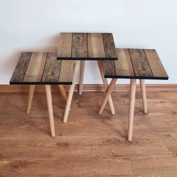 Set masute 3 piese, Leona, 3Shp355, Maro imagine