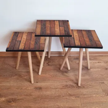 Set masute 3 piese, Leona, 3Shp356, Maro imagine