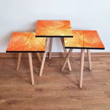 Set masute 3 piese, Leona, 3Shp359, Portocaliu / Galben imagine