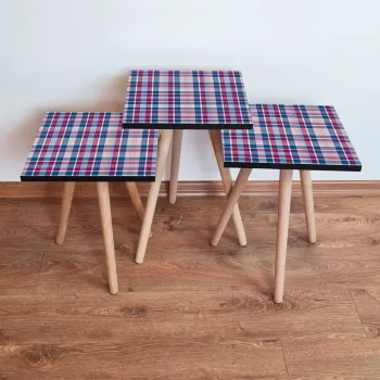 Set masute 3 piese, Leona, 3Shp368, Fuchsia / Albastru / Roz imagine