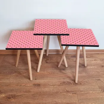 Set masute 3 piese, Leona, 3Shp369, Roz/Maro imagine