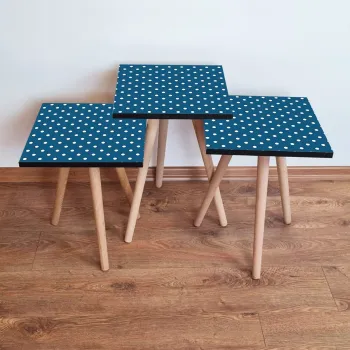 Set masute 3 piese, Leona, 3Shp370, Bleumarin/Alb imagine