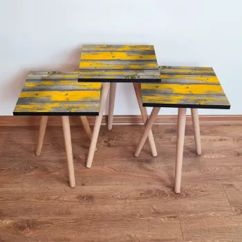 Set masute 3 piese, Leona, 3Shp380, Gri / Galben imagine