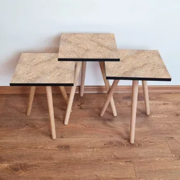 Set masute 3 piese, Leona, 3Shp389, Bej imagine