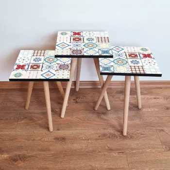 Set masute 3 piese, Leona, 3Shp398, Multicolor imagine