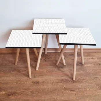 Set masute 3 piese, Leona, 3Shp399, Alb/Gri imagine