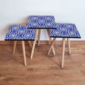 Set masute 3 piese, Leona, 3Shp45, Bleumarin/Alb imagine