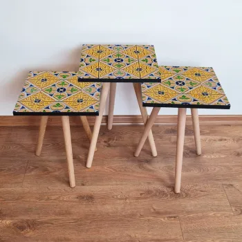 Set masute 3 piese, Leona, 3Shp46, Multicolor imagine