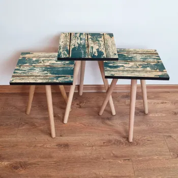 Set masute 3 piese, Leona, 3Shp5, Verde / Bej imagine