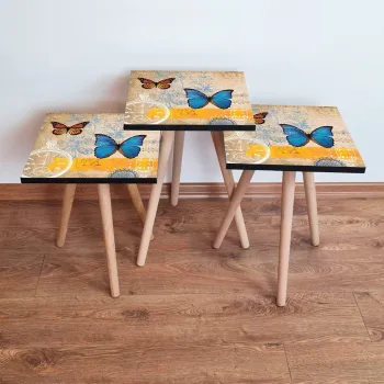 Set masute 3 piese, Leona, 3Shp58, Multicolor imagine