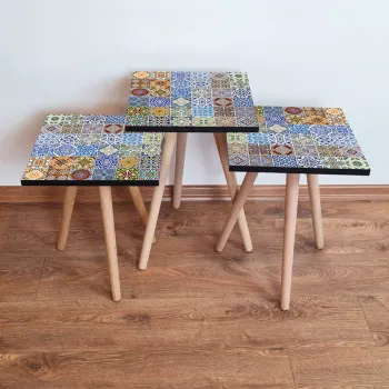 Set masute 3 piese, Leona, 3Shp59, Multicolor imagine