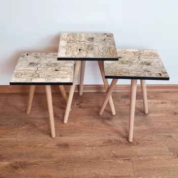 Set masute 3 piese, Leona, 3Shp67, Bej imagine