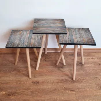 Set masute 3 piese, Leona, 3Shp69, Gri imagine