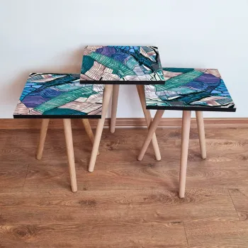 Set masute 3 piese, Leona, 3Shp80, Multicolor imagine