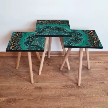 Set masute 3 piese, Leona, 3Shp87, Verde imagine