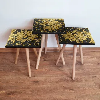 Set masute 3 piese, Leona, 3Shp93, Negru imagine